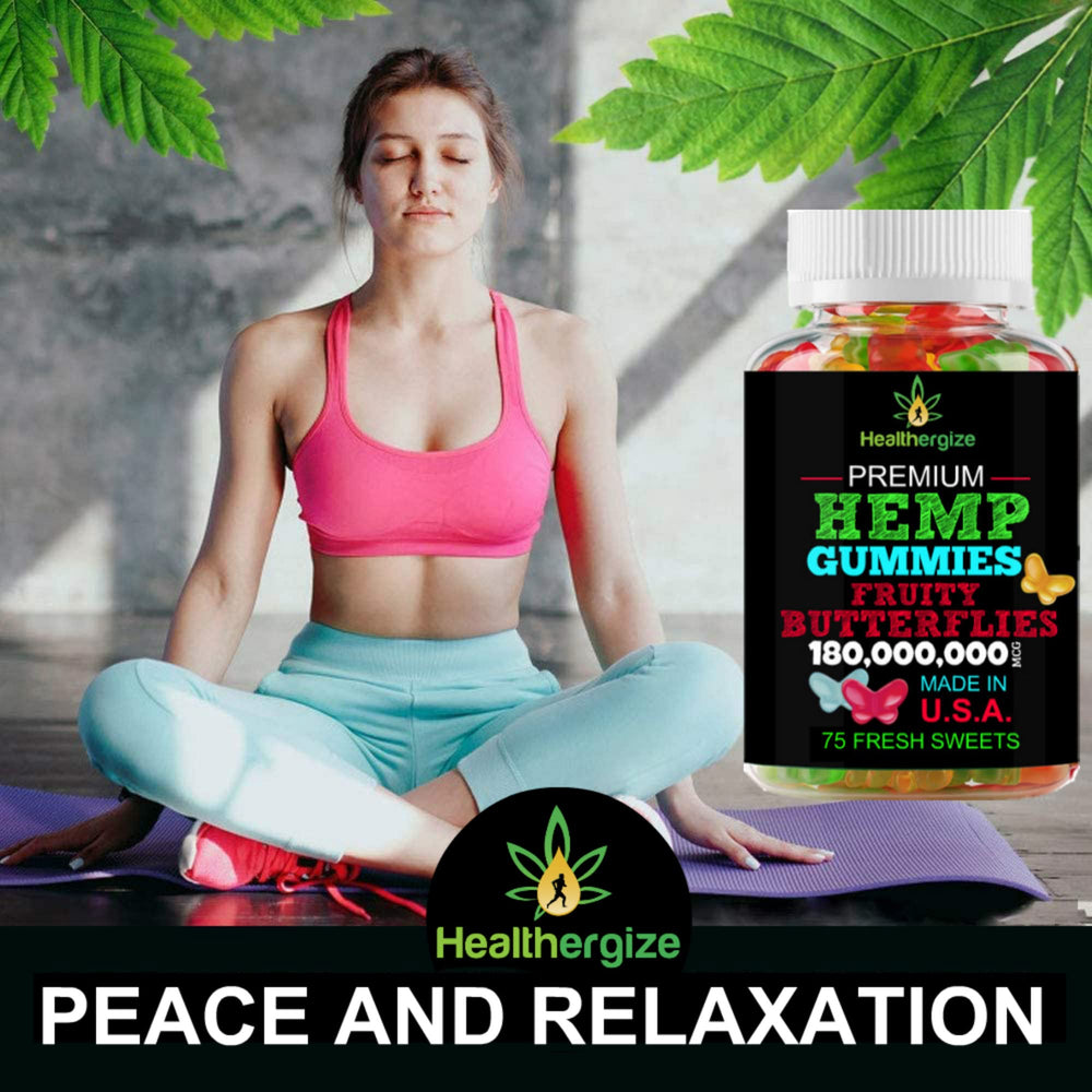 Gummies arranged for a nighttime routine with Healthergize branding.