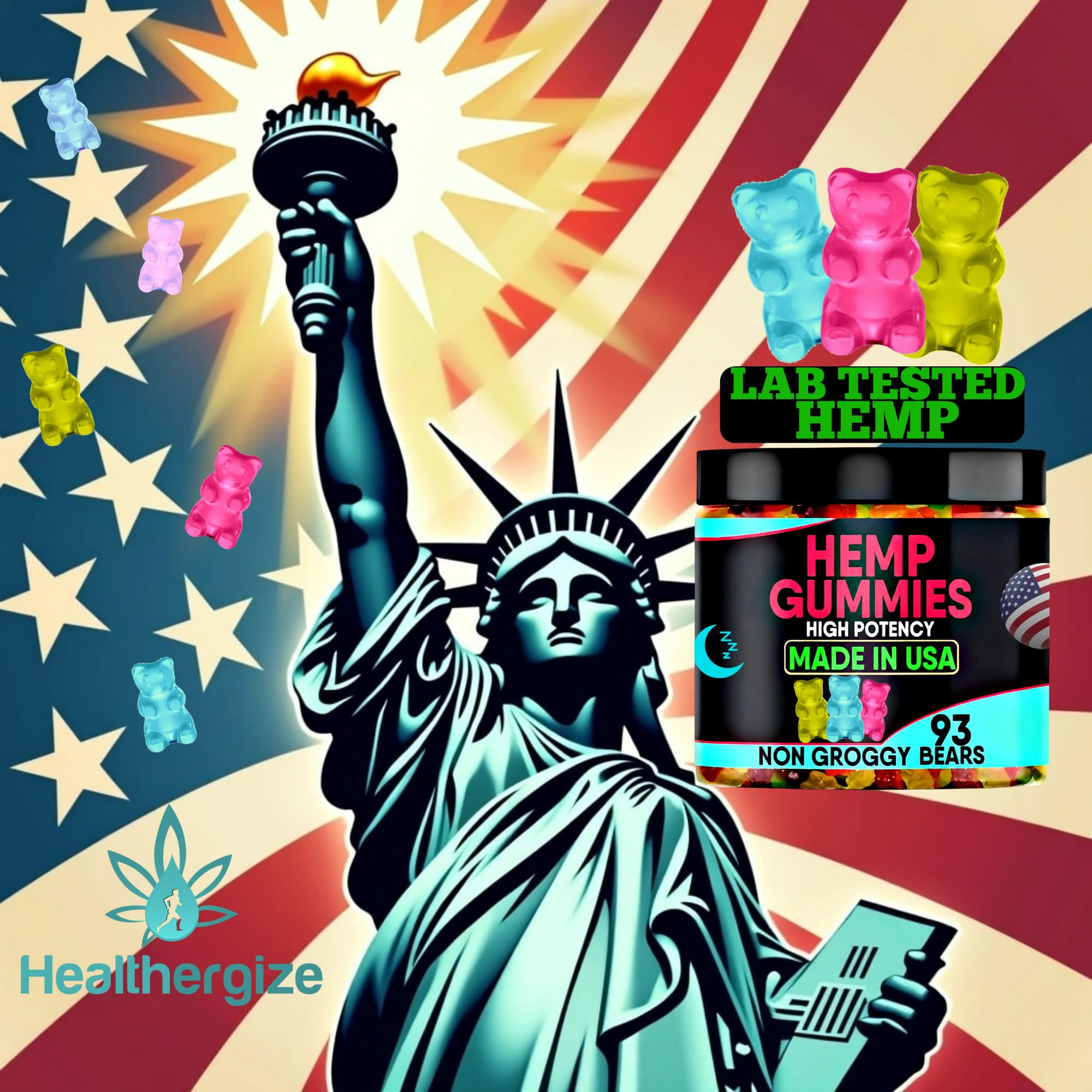 Healthergize hemp gummies non-addictive formula in a convenient pack.