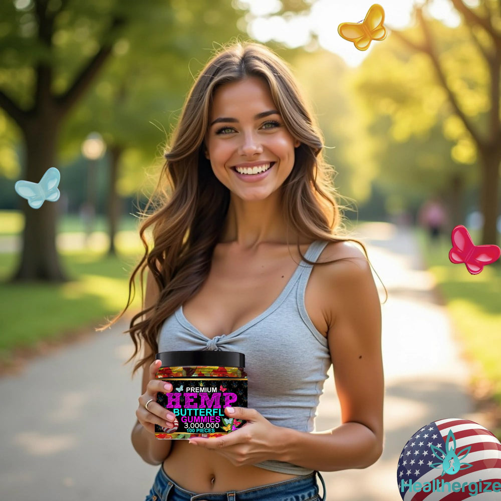 Healthergize hemp gummies sealed package — tamper-evident seal ensures freshness.