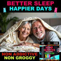 Healthergize hemp gummies sleep bears close-up shows a tasty night-time chew.