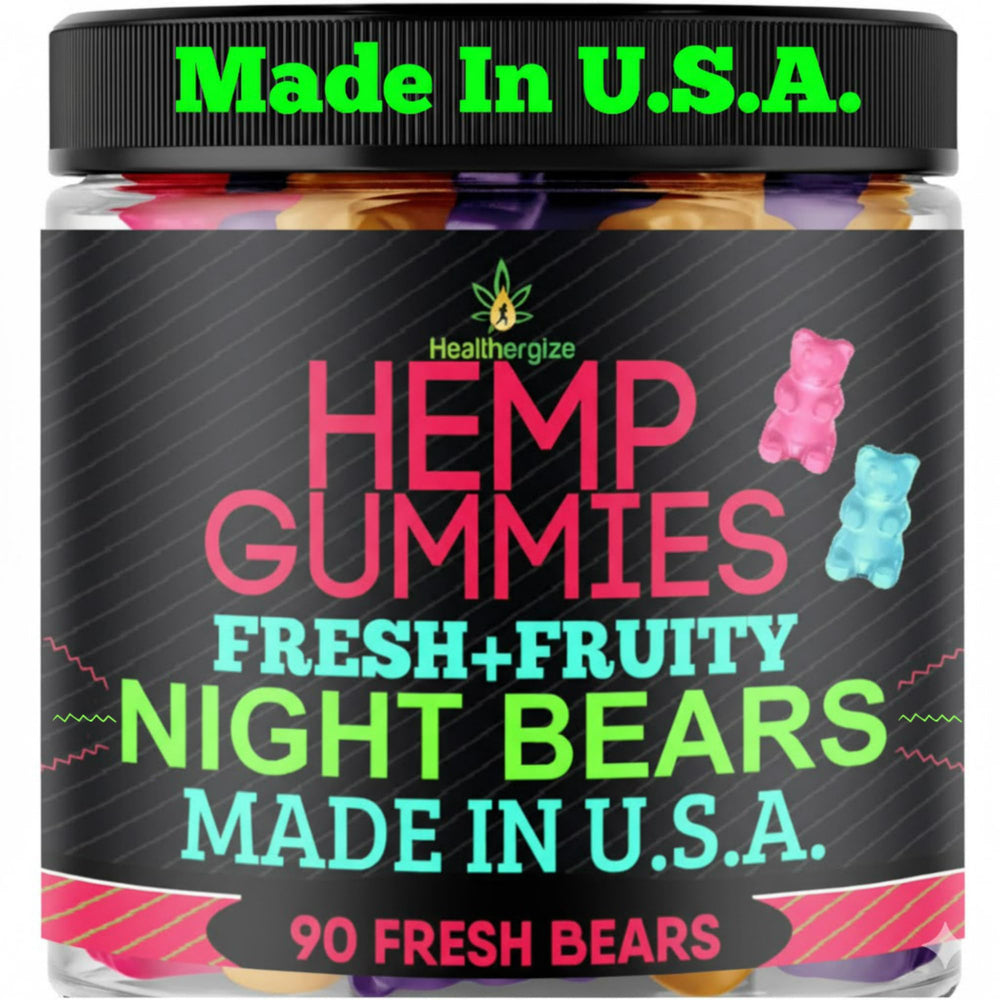 Healthergize Hemp Gummies Sleep bottle promotes calm for restful nights.