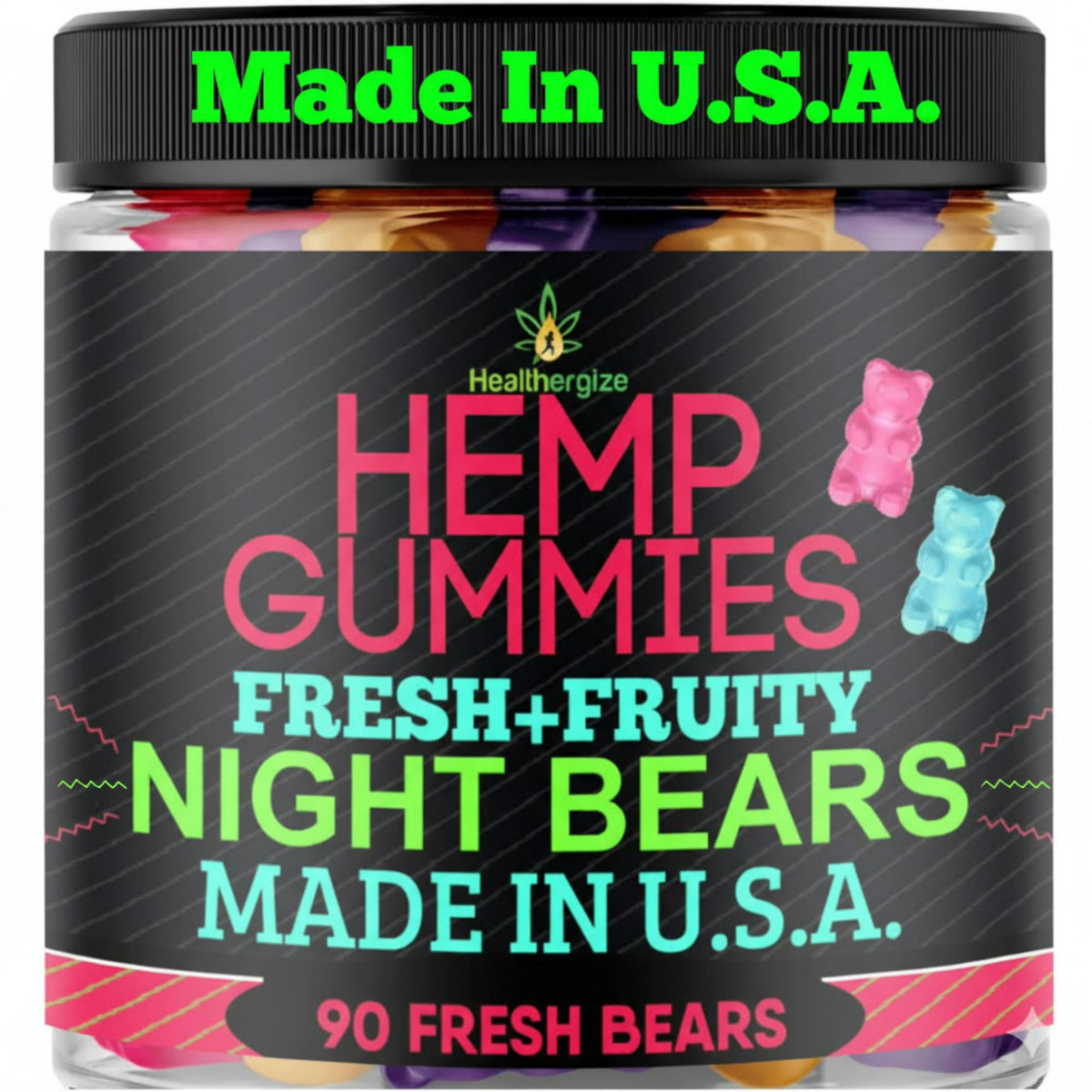 Healthergize Hemp Gummies Sleep bottle promotes calm for restful nights.