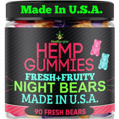 Healthergize Hemp Gummies Sleep bottle promotes calm for restful nights.