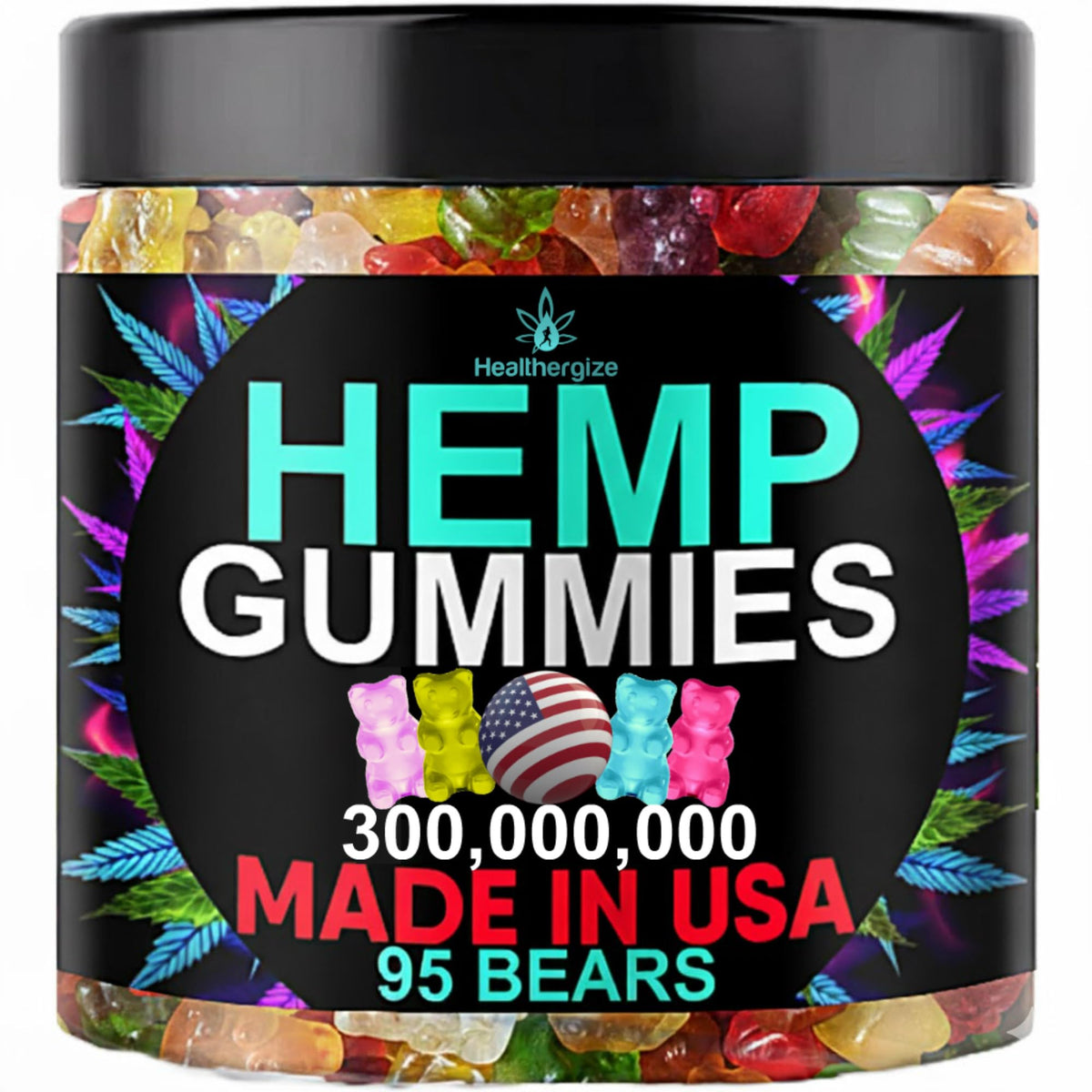 Healthergize hemp gummies bottle pour promotes bedtime relaxation