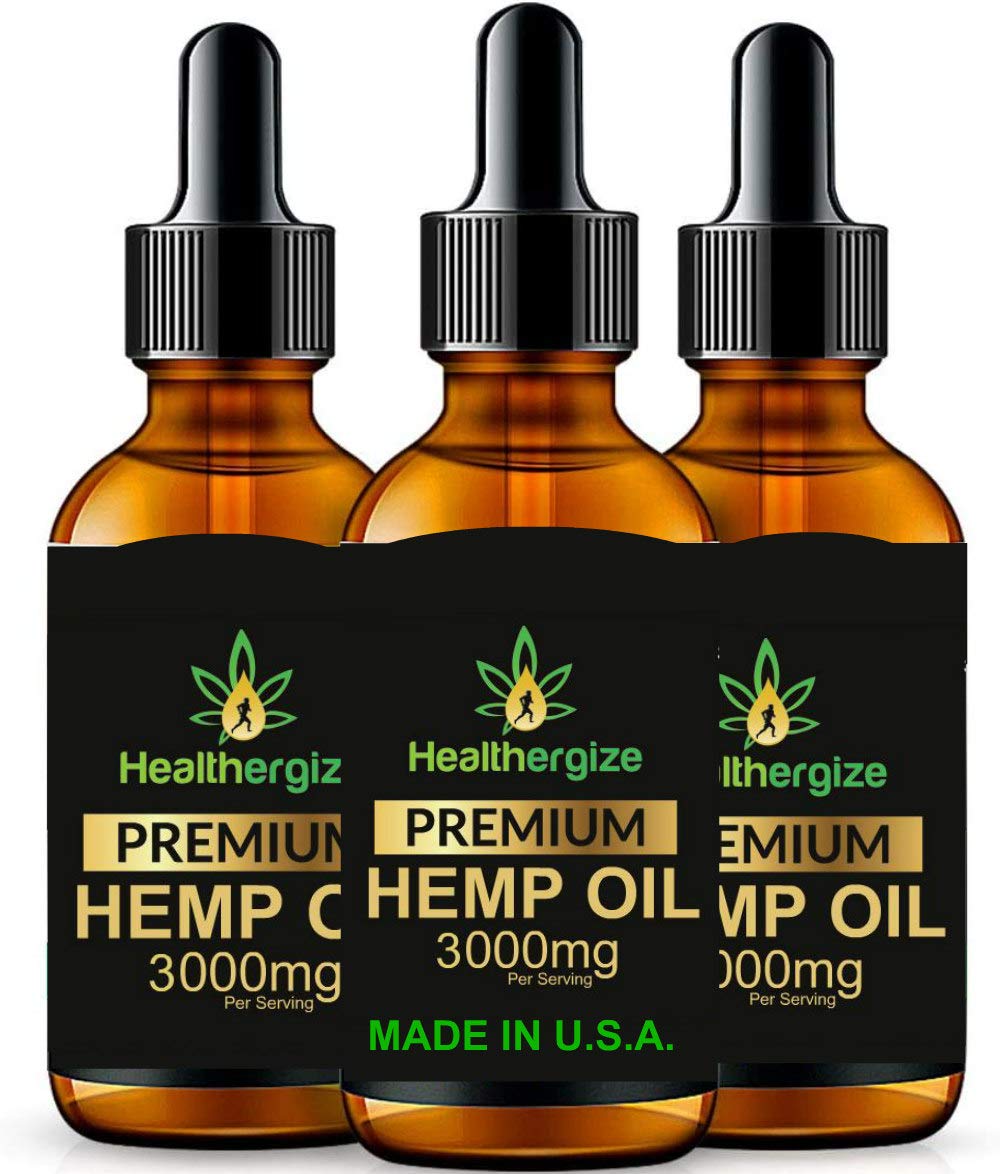 Healthergize Hemp Oil bottle closeup for daily wellness and premium quality.