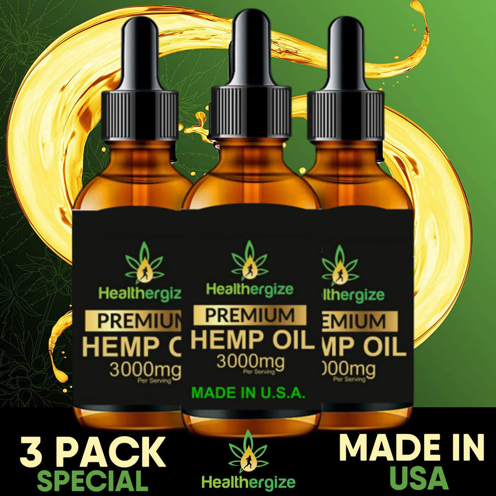 Healthergize Hemp Oil drops dispensing shows easy, consistent dosing.