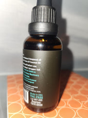 Healthergize hemp oil labeled made in USA on a bottle.