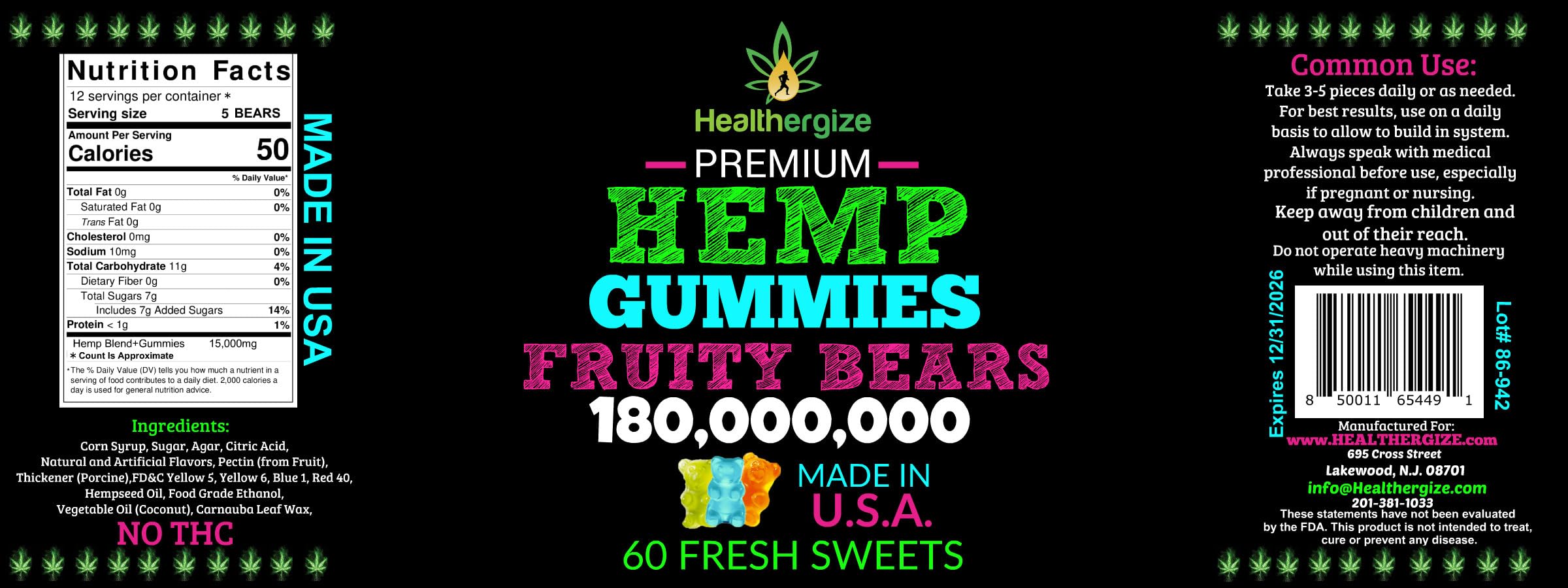 Pineapple-flavored Healthergize gummies suggesting tropical taste and daily vitality.