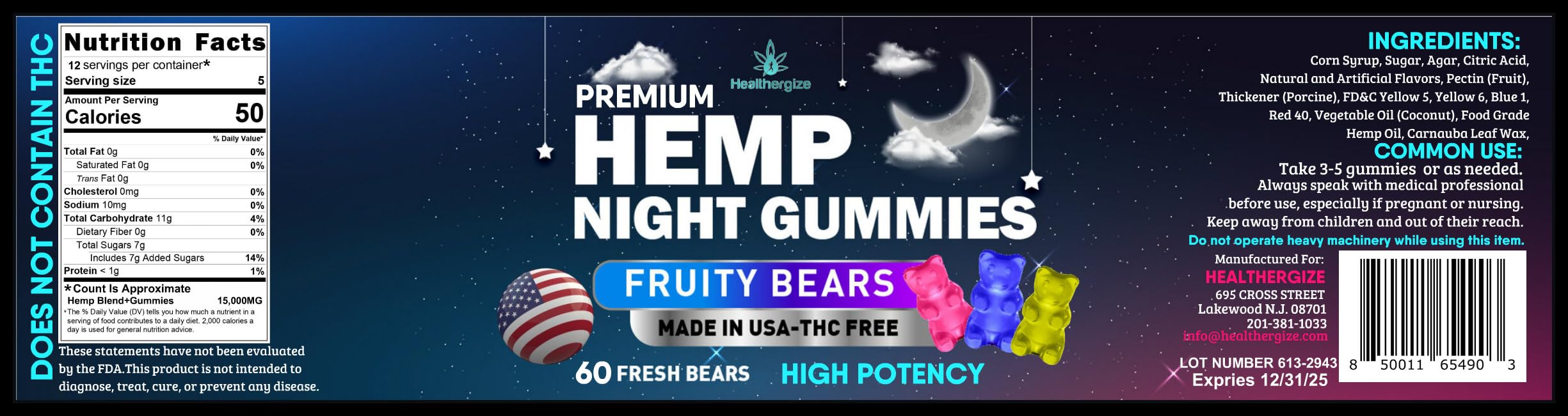 Healthergize relaxing gummies scene hints at mood support and gentle evenings.