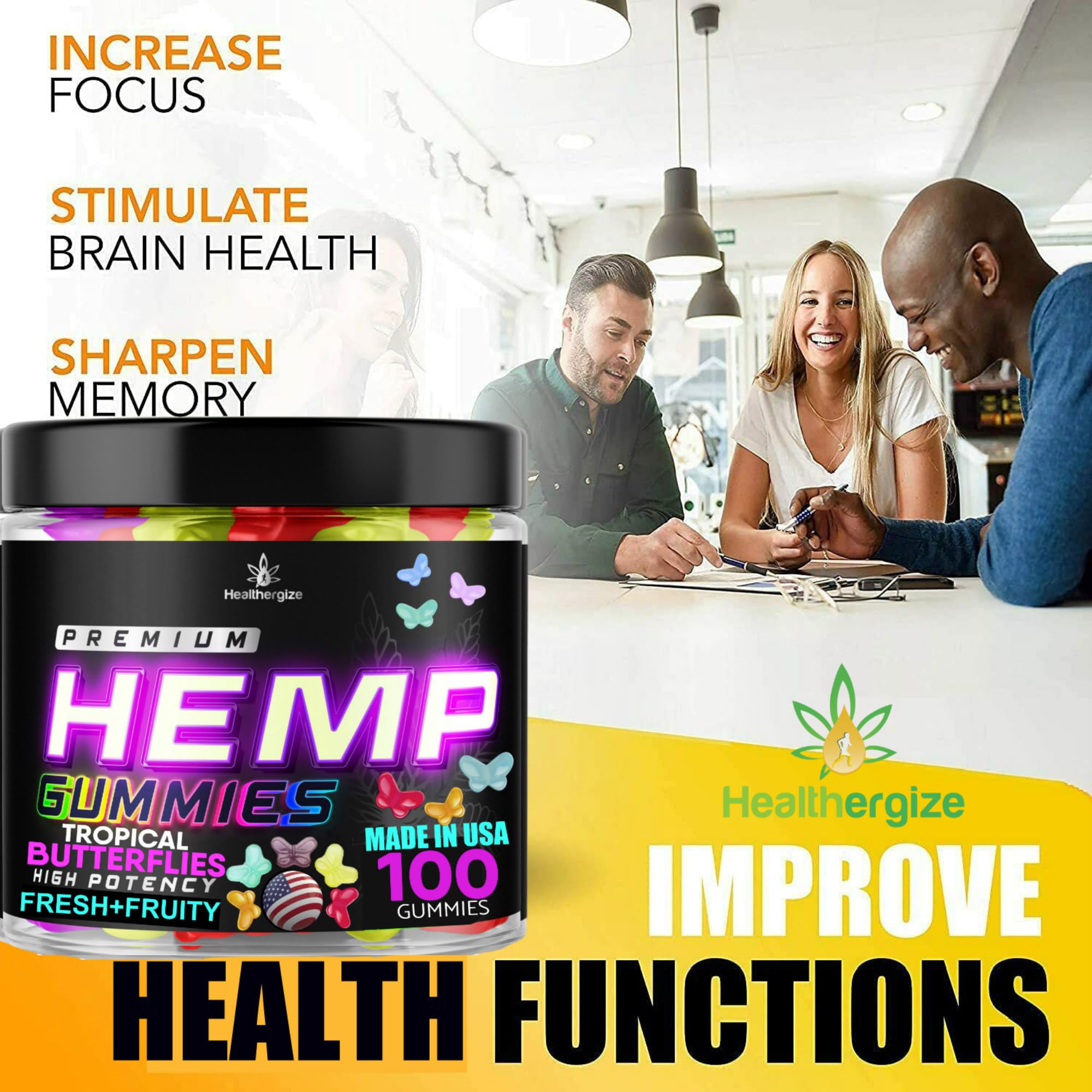 Healthergize US-made factory sealed package conveys freshness and safety.