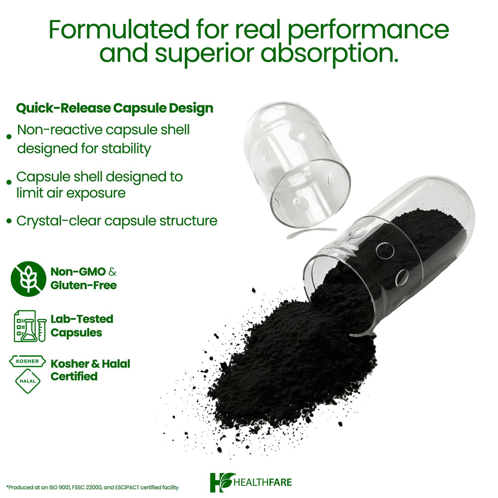 Healthfare non-GMO capsule image emphasizing allergy-friendly choice