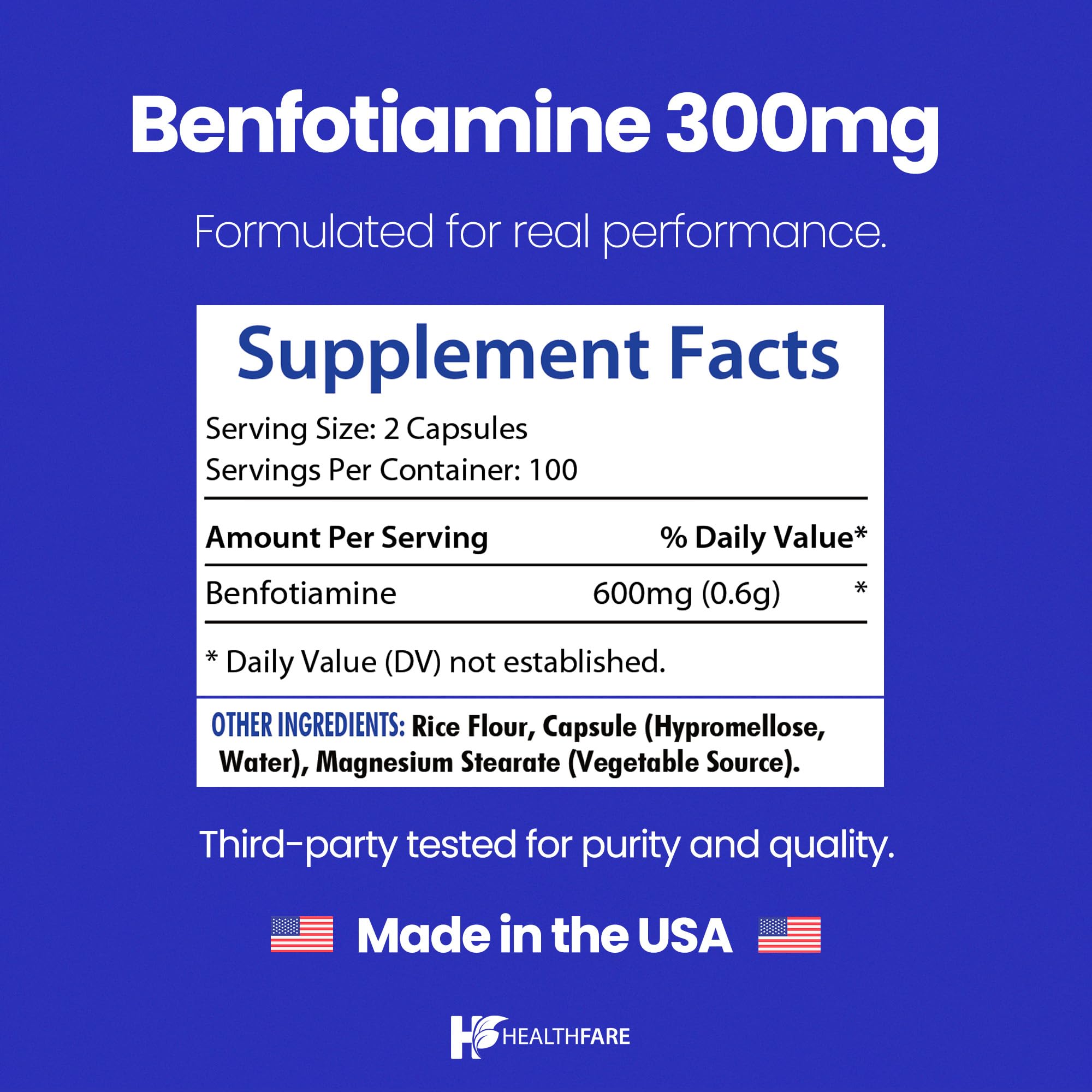 Healthfare Benfotiamine capsules pour shot showing easy intake