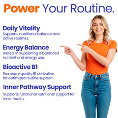 Healthfare Benfotiamine 600mg in-hand display for daily supplement routine