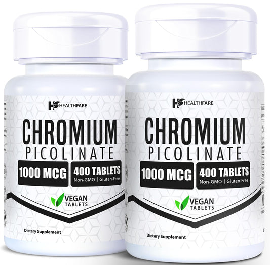 HealthFare Chromium Picolinate 1000mcg bottle front for daily wellness.