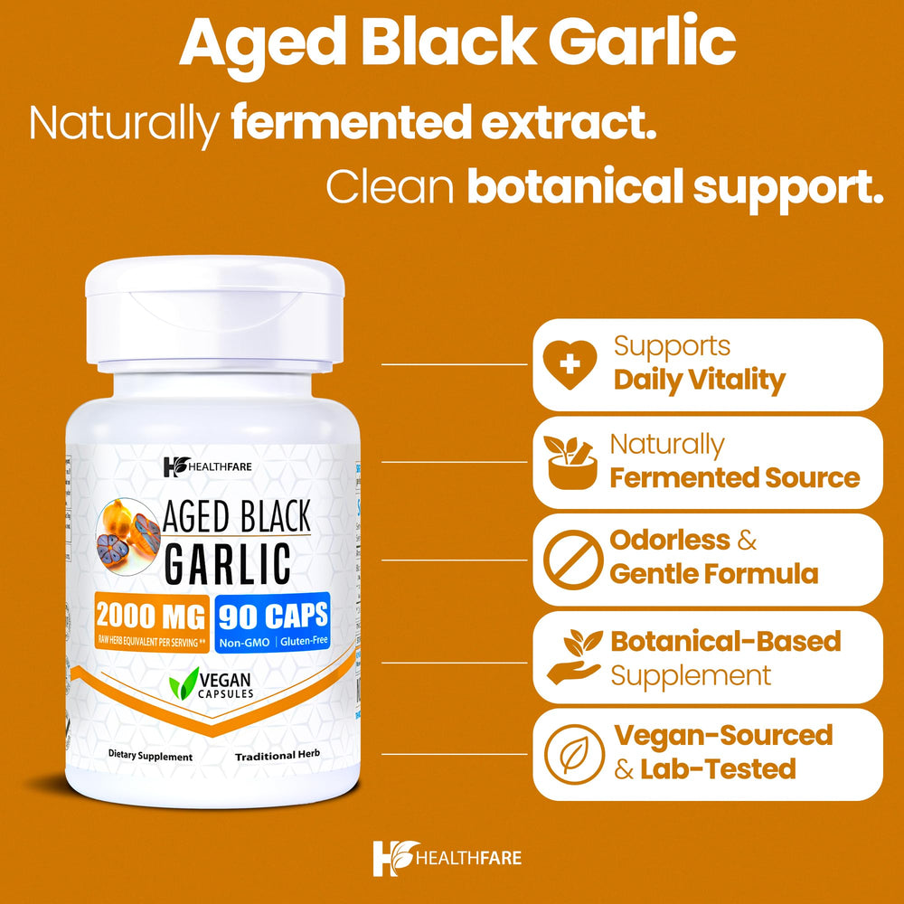 Healthfare odorless fermented garlic capsules on display