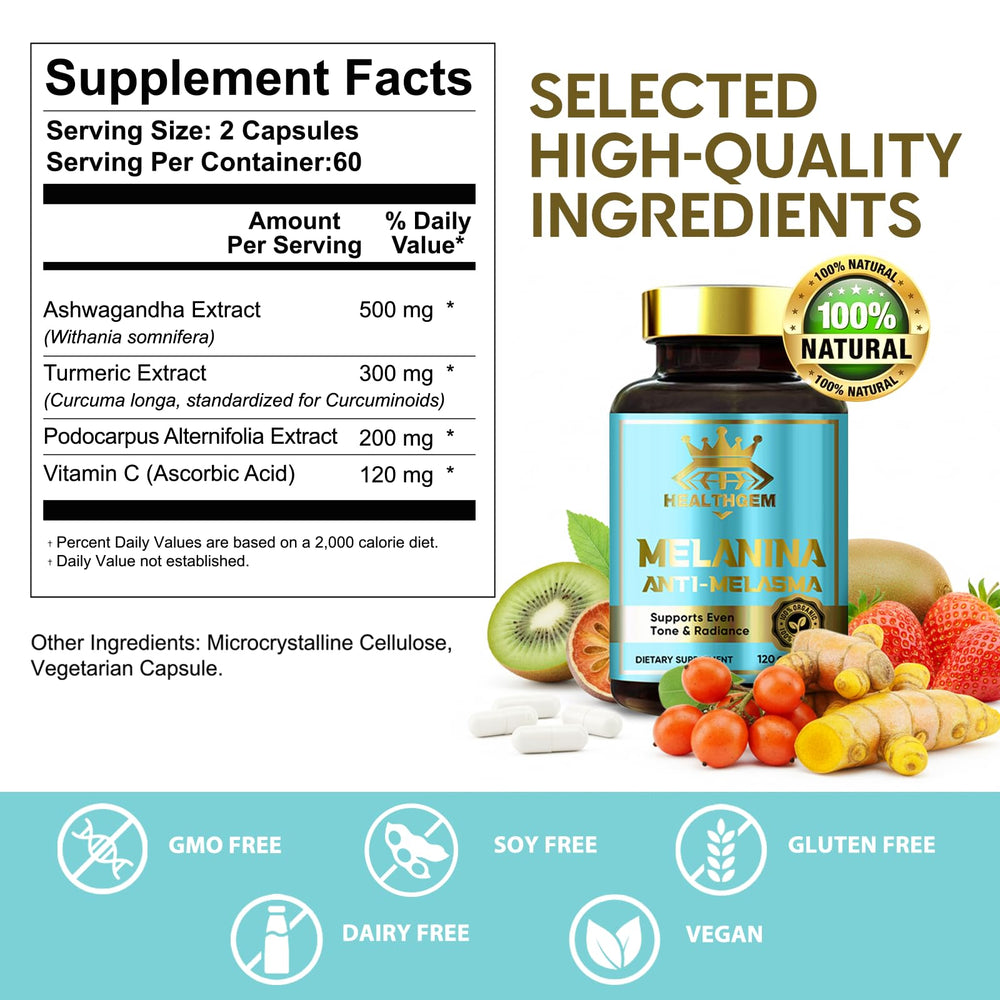 HEALTHGEM Melanina capsules with Vitamin C for antioxidant protection