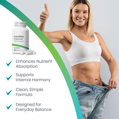Healthogenics Candida Cleanse packaging beside bottle on countertop