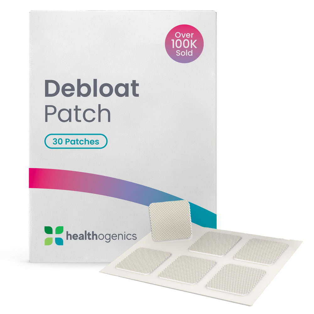 Healthogenics Debloat Patch packaging shows discreet design for daily use