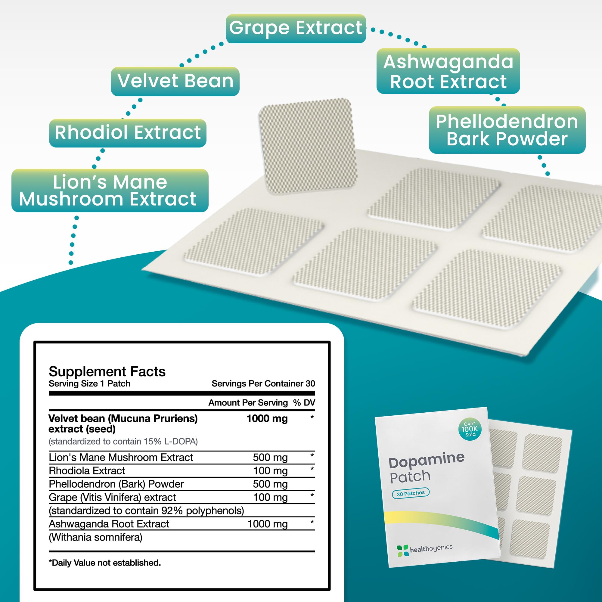 Applying Healthogenics Dopamine Patch for easy, skin-friendly transdermal delivery.