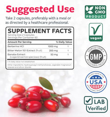 AMPK activation graphic paired with Healths Harmony berberine complex