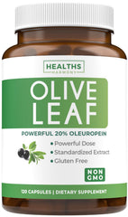 Healths Harmony olive leaf extract capsules bottle front view highlighting 750mg potency