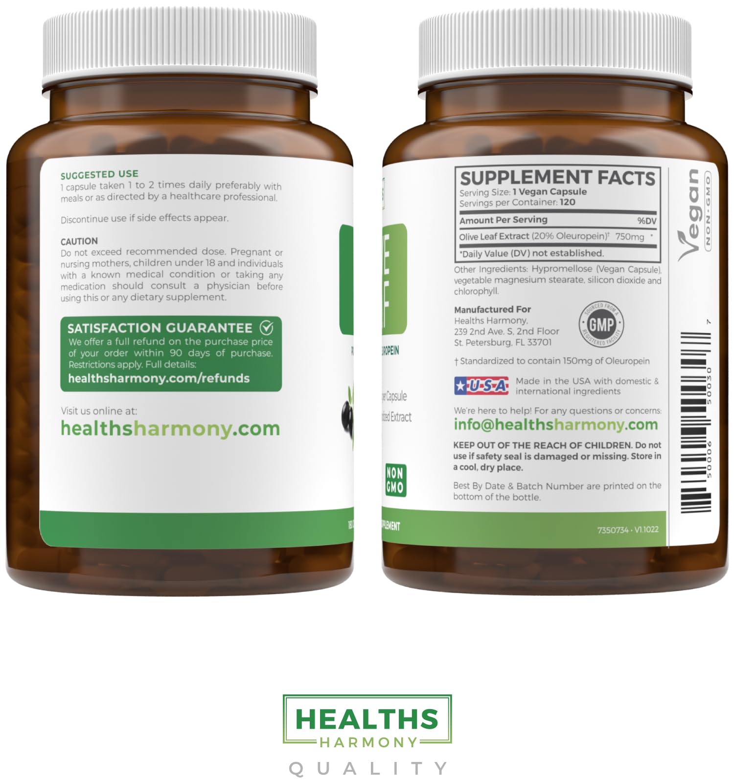 Healths Harmony olive leaf extract bottle in hand for on-the-go routine