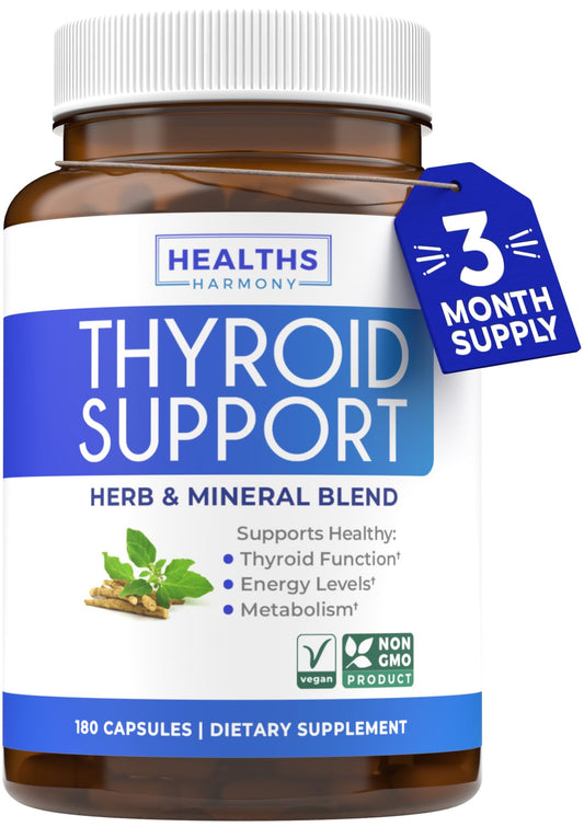 Healths Harmony thyroid-support bottle showing a full three-month supply