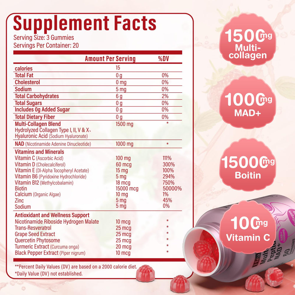 HealthSender Collagen Gummies daily-dose image with strawberry-flavored gummy