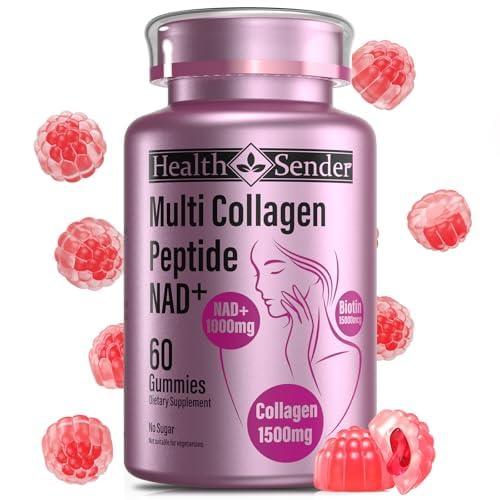 HealthSender Collagen Gummies packaging showing 1500mg collagen for skin hydration