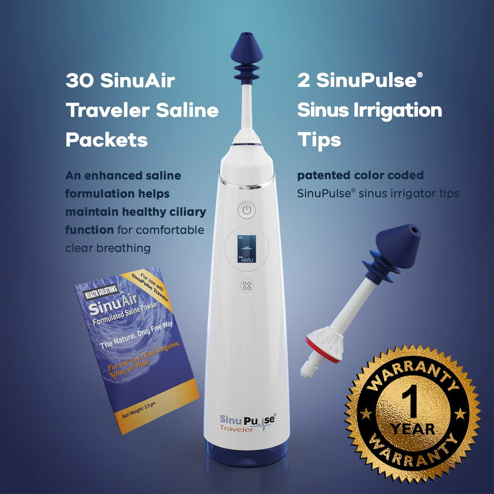 Health Solutions SinuPulse Traveler rapid charging for quick setup at travel spots.