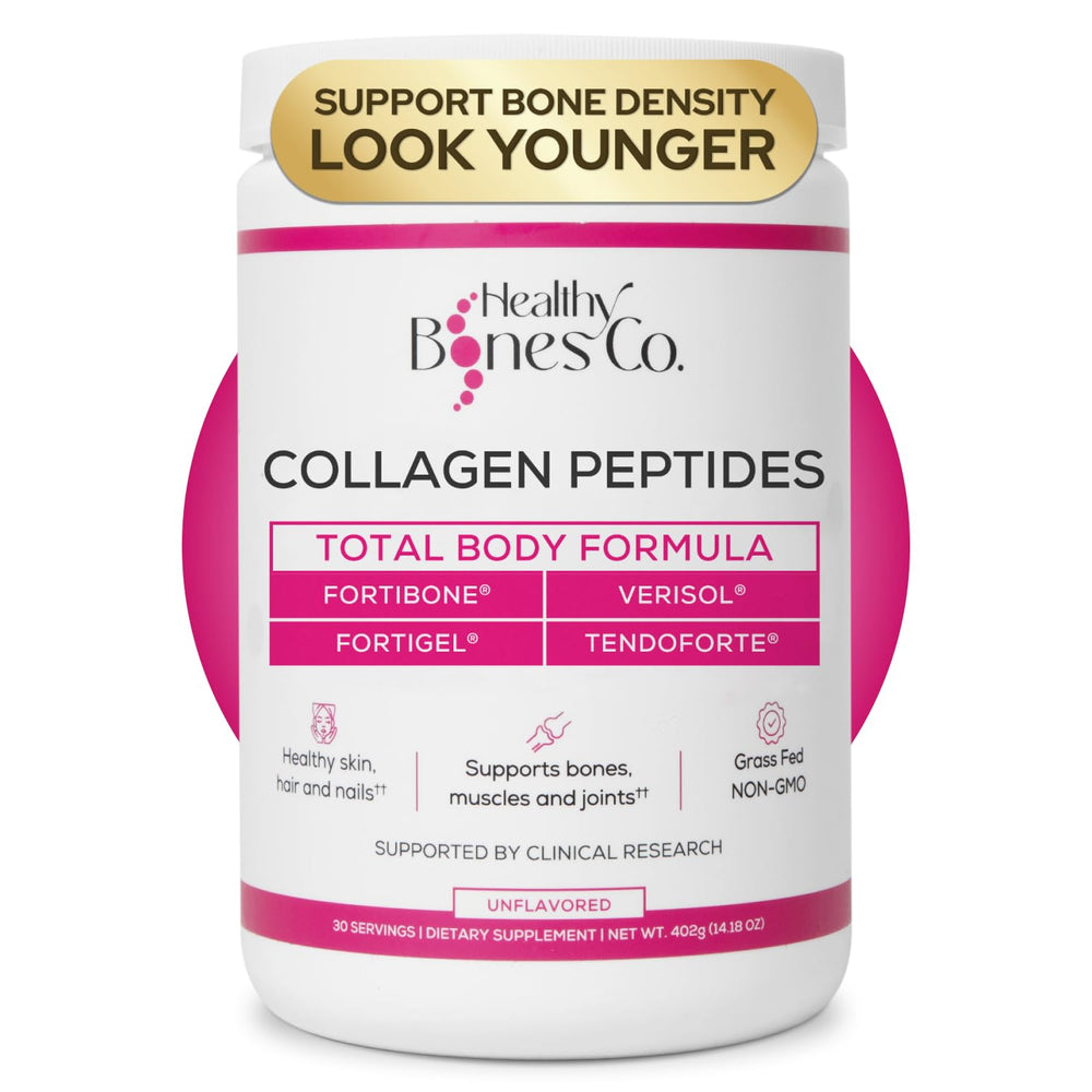 Healthy Bones Co. Fortibone bottle front for easy daily dosing and convenience.