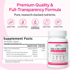 Healthy Bones Co Premium D3 K2 capsules close-up for daily intake