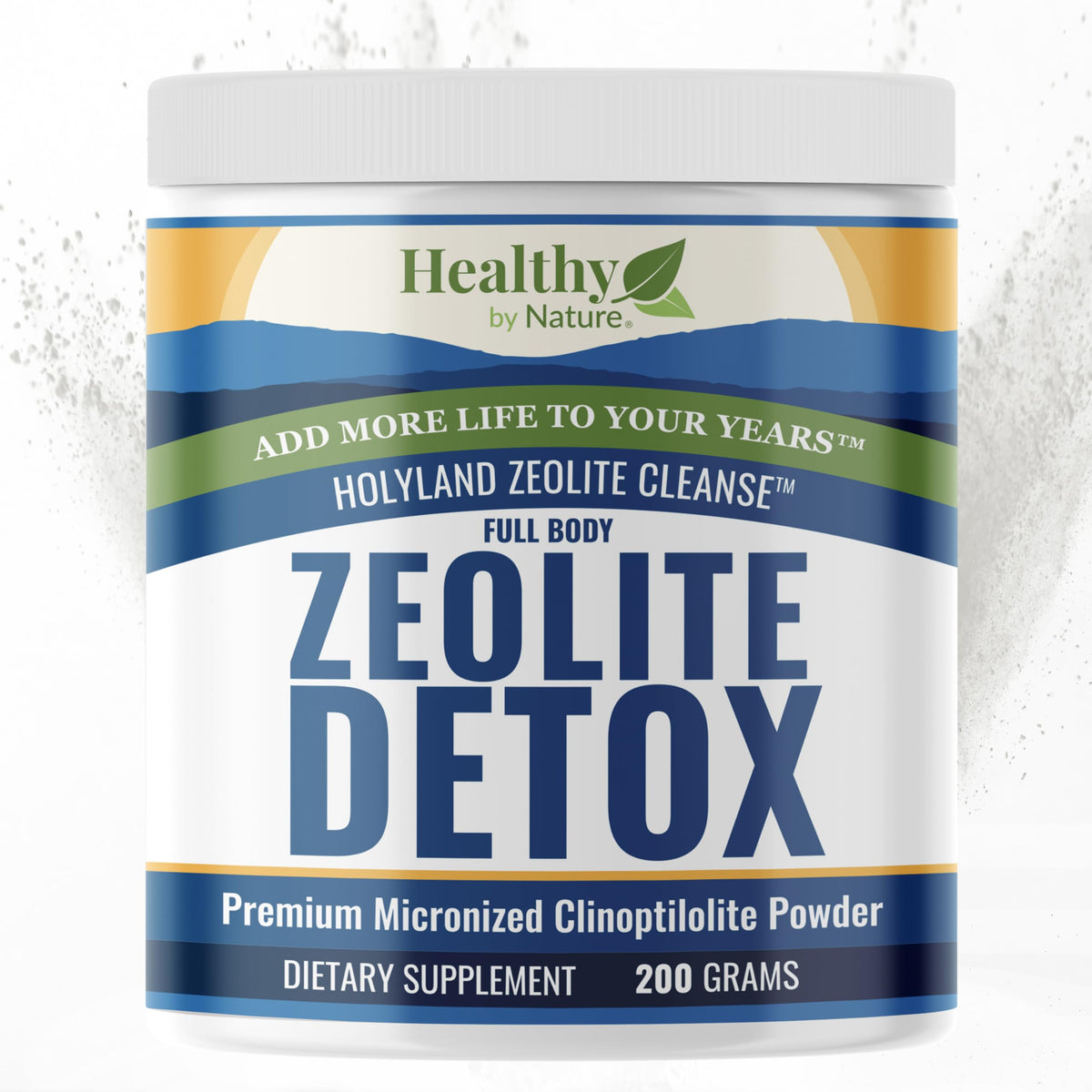 Healthy by Nature HolyLand Zeolite Cleanse bottle pour shows easy daily use.