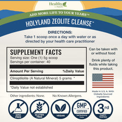Healthy by Nature HolyLand Zeolite Cleanse mineral clinoptilolite closeup signals detox support.