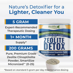 Healthy by Nature HolyLand Zeolite Cleanse powder texture reveals micronized particles.