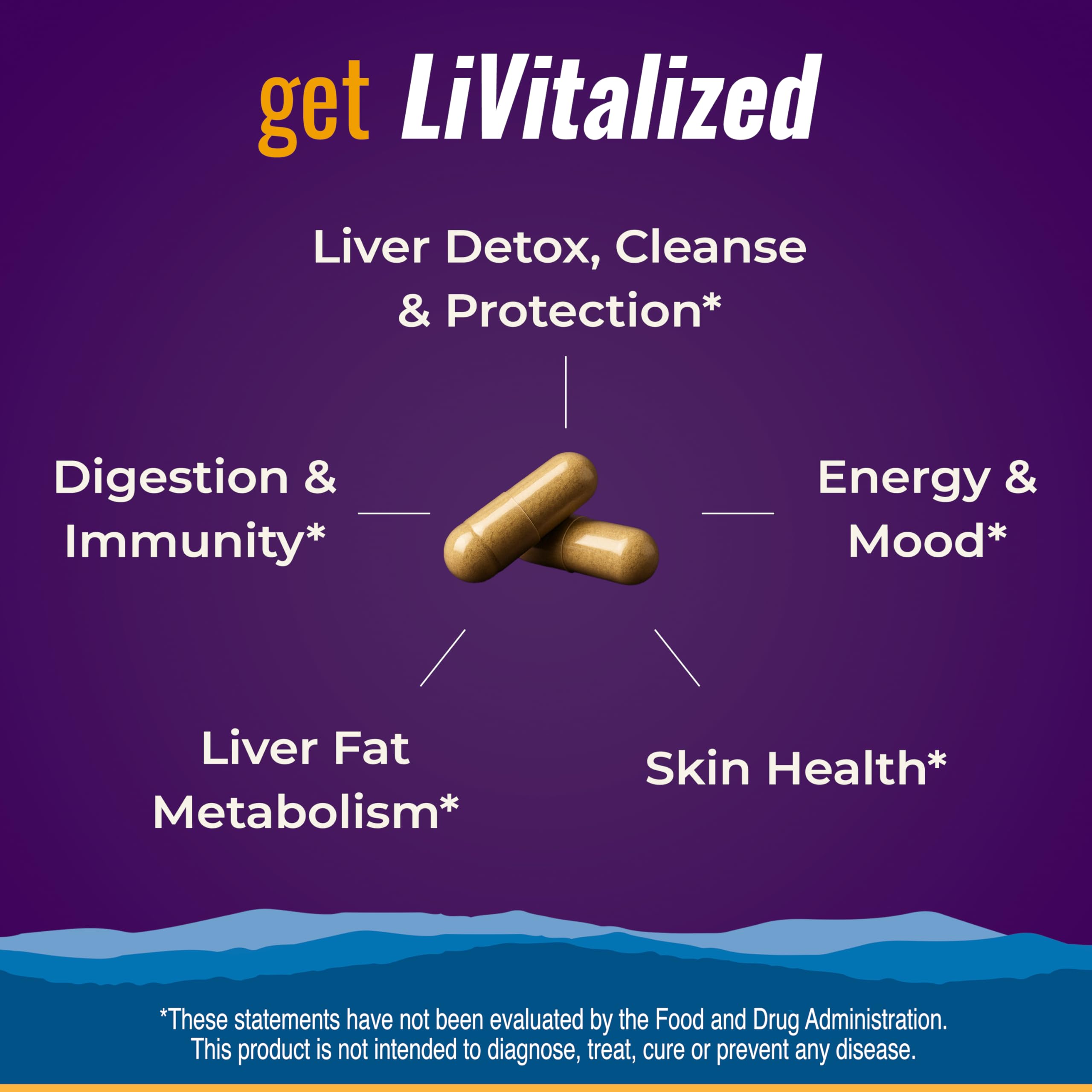 Healthy by Nature LiVitalize ingredients milk thistle visible for liver support.