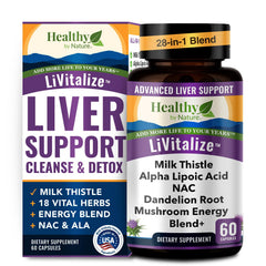 Healthy by Nature LiVitalize bottle for liver support and daily wellness.