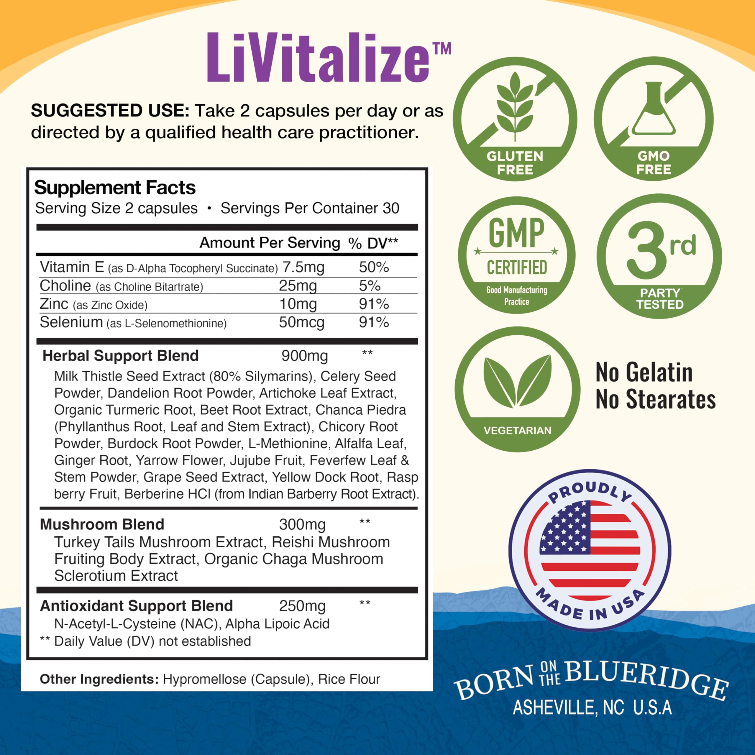 LiVitalize vegan capsules packaging shows plant-based formula and purity.