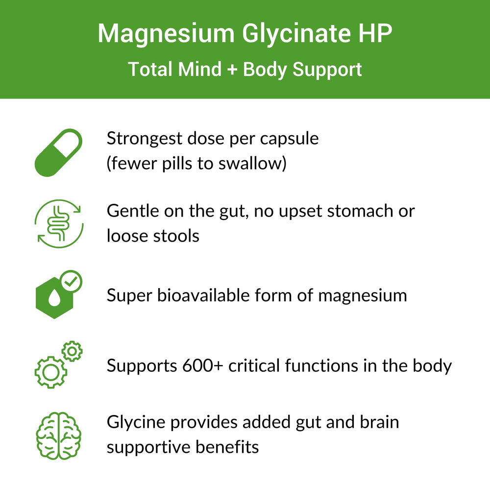 Healthy Gut Magnesium-HP capsules in hand, convenient magnesium supplementation.