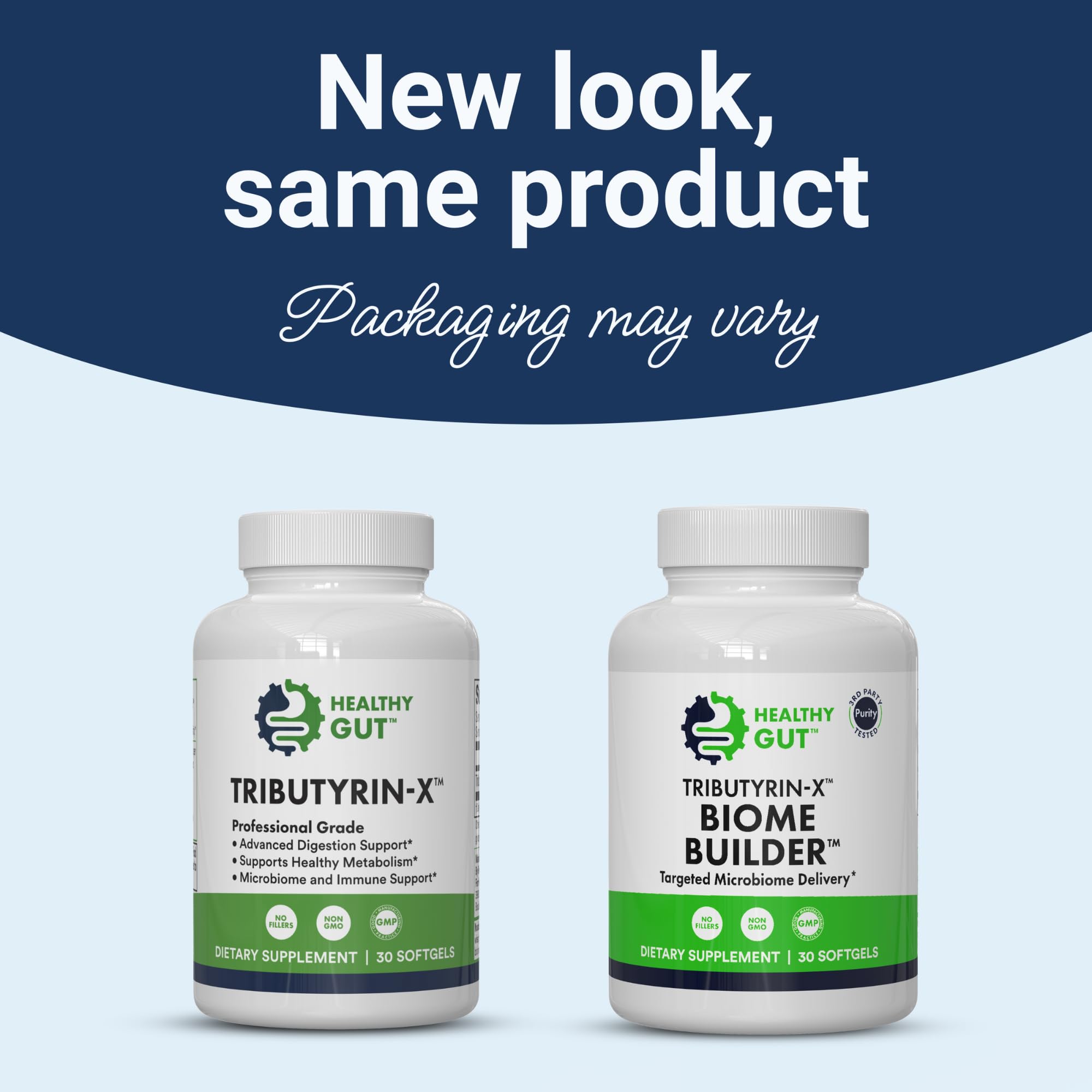 Odorless Tributyrin-X capsules for discreet daily gut support.