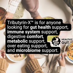 Gluten-free and lactose-free Healthy Gut Tributyrin-X packaging claim