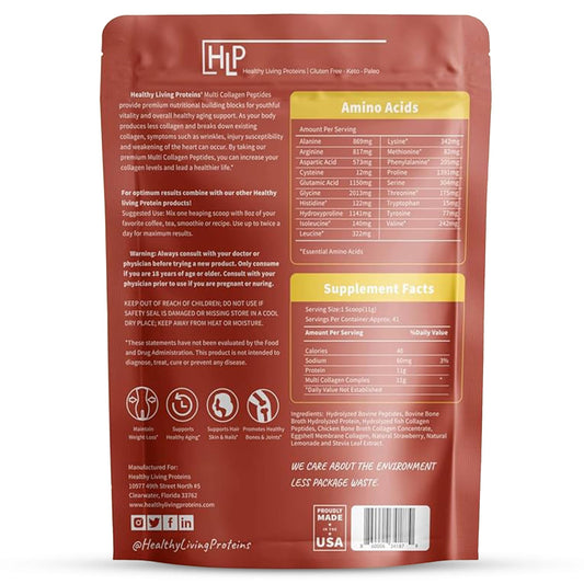 Healthy Living Proteins Multi Collagen powder dissolving in water showing quick mixability