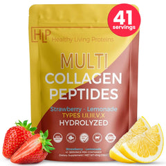 Healthy Living Proteins Multi Collagen powder tub front for skin, hair and nails support