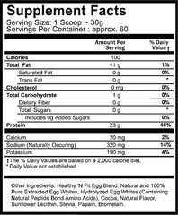 Healthy 'N Fit egg protein chocolate scoop for easy portioning.