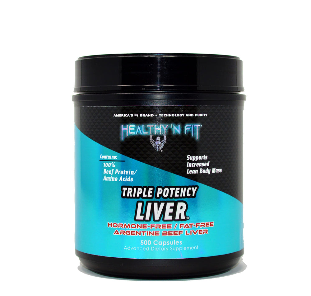 Healthy 'N Fit Triple Potency Liver bottle front — capsules for daily protein support.