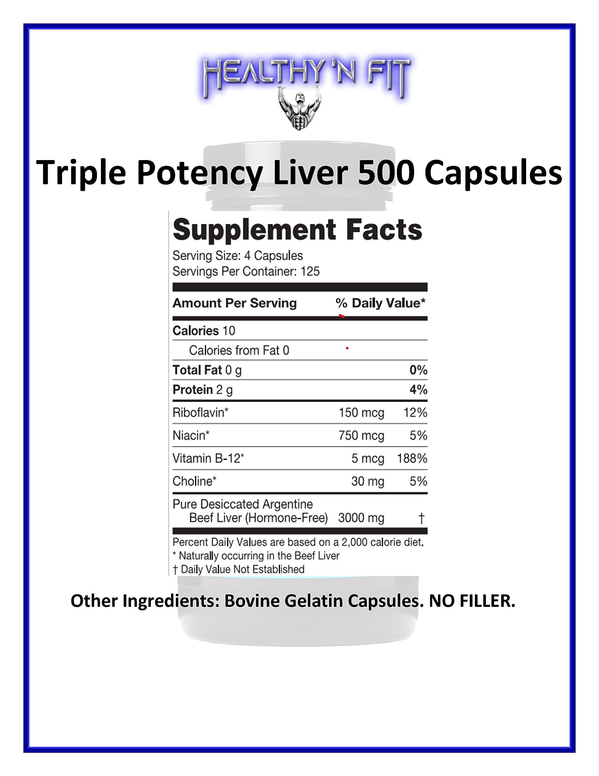 Healthy 'N Fit Triple Potency Liver packaging box communicates purity and value.