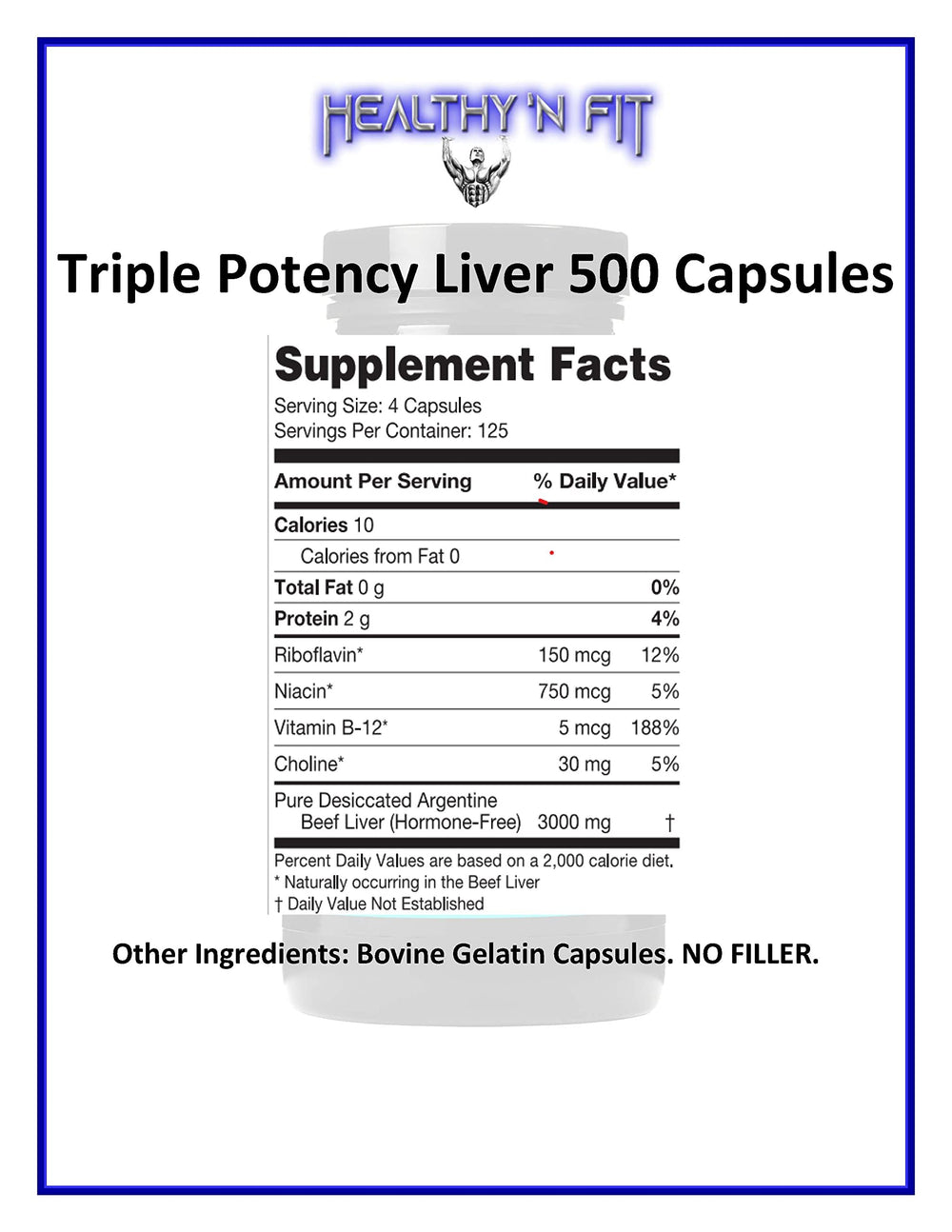 Healthy 'N Fit Triple Potency Liver packaging box communicates purity and value.