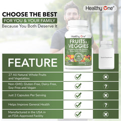 Healthy One Fruits & Veggies fiber-rich formula supports comfortable digestion.