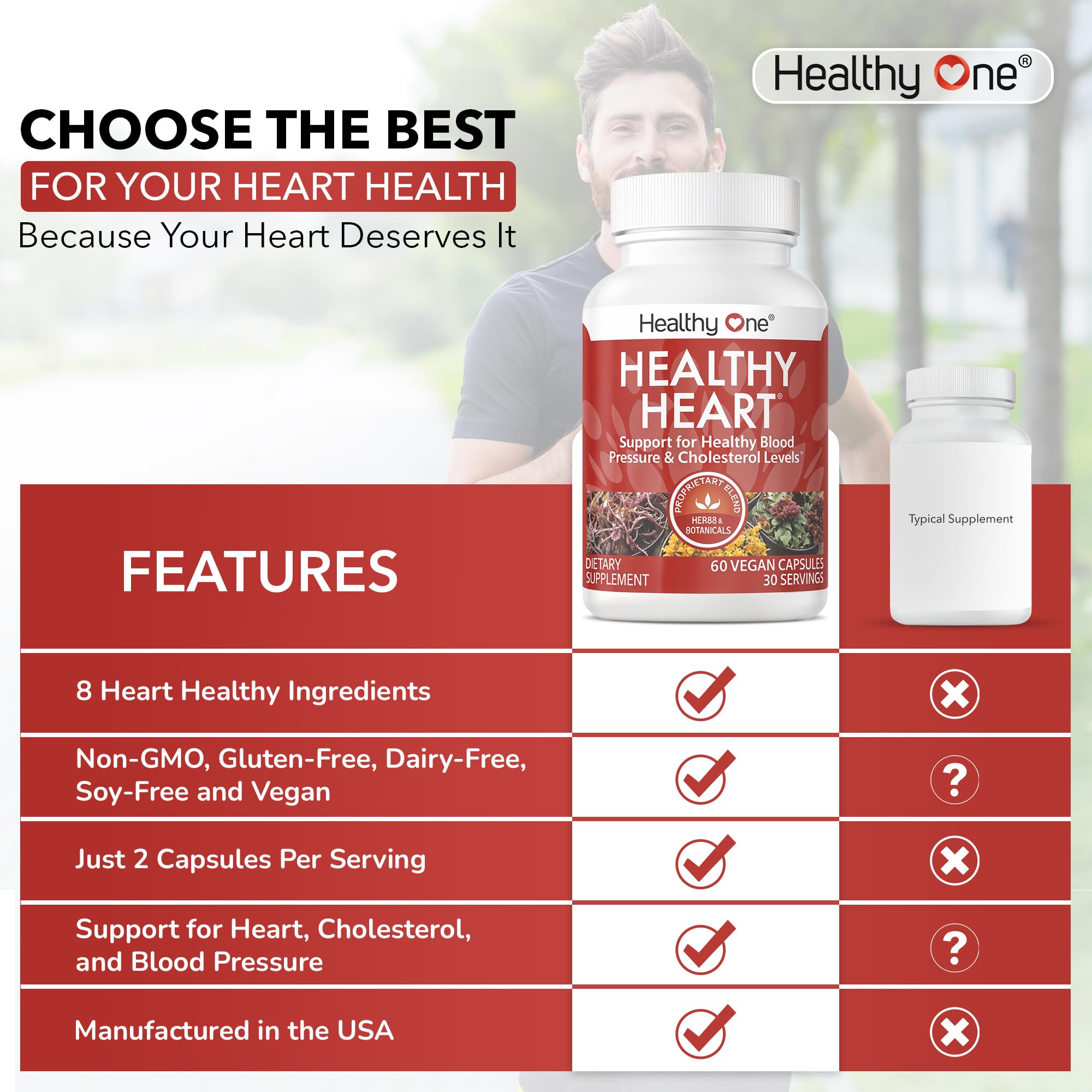 Healthy One Hawthorn berries image signals traditional botanicals for heart comfort.