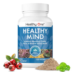 Healthy One Healthy Mind bottle with capsules supporting focus and clarity.